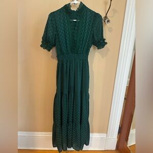 Max Studio Deep Green Tiered Maxi Dress